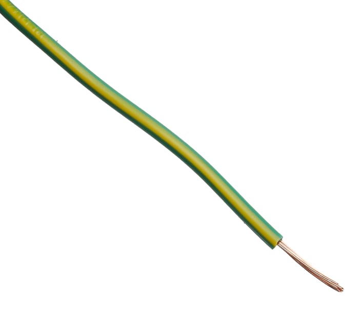 RS PRO Green/Yellow 0.75mm² Hook Up Wire, 18 AWG, 24/0.2 mm, 100m, PVC Insulation
