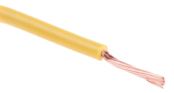 Fil électrique RS PRO 2491X, 0,75 mm², Jaune, 18 AWG, 100m, 500 V