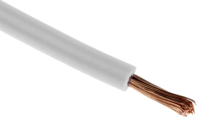 RS PRO White 1mm² Hook Up Wire, 17 AWG, 32/0.2 mm, 100m, PVC Insulation