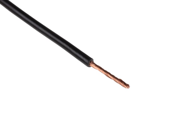 RS PRO Black 1.5mm² Hook Up Wire, 15 AWG, 30/0.25 mm, 100m, PVC Insulation