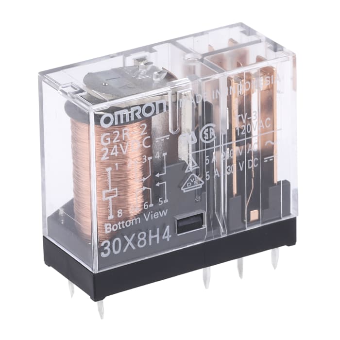 Relais de puissance Omron G2R-2, 2 RT, bobine 24V c.c. Montage sur CI