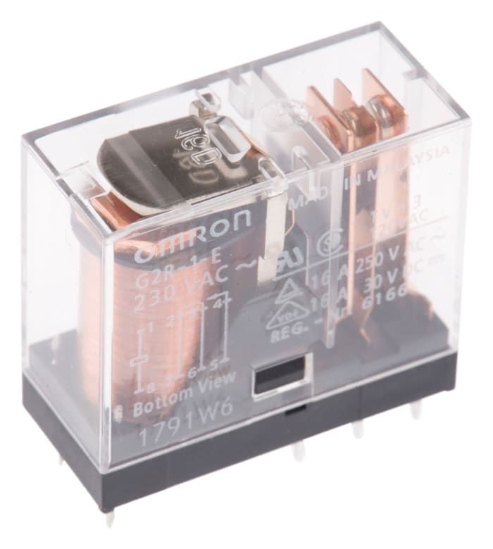 Omron PCB Mount Power Relay, 230V ac Coil, 16A Switching Current, SPDT