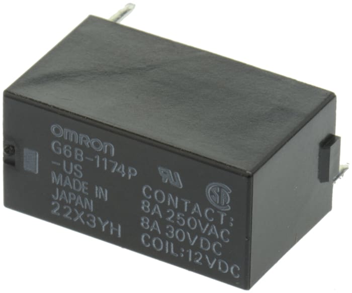 Omron PCB Mount Power Relay, 12V dc Coil, 8A Switching Current, SPST