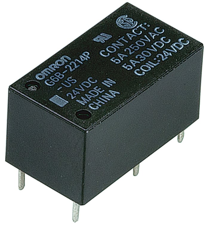 Omron PCB Mount Power Relay, 24V dc Coil, 5A Switching Current, DPST