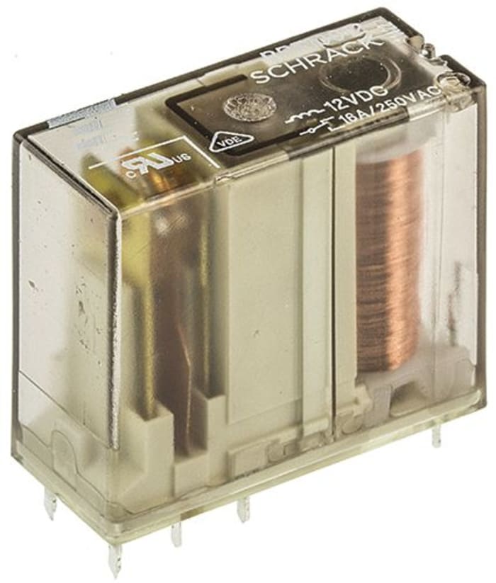 TE Connectivity PCB Mount Non-Latching Relay, 12V dc Coil, 16A Switching Current, SPDT