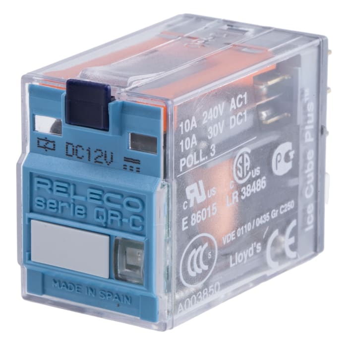 Relais de puissance Releco C7, 2 RT, bobine 12V c.c. Enfichable 1W