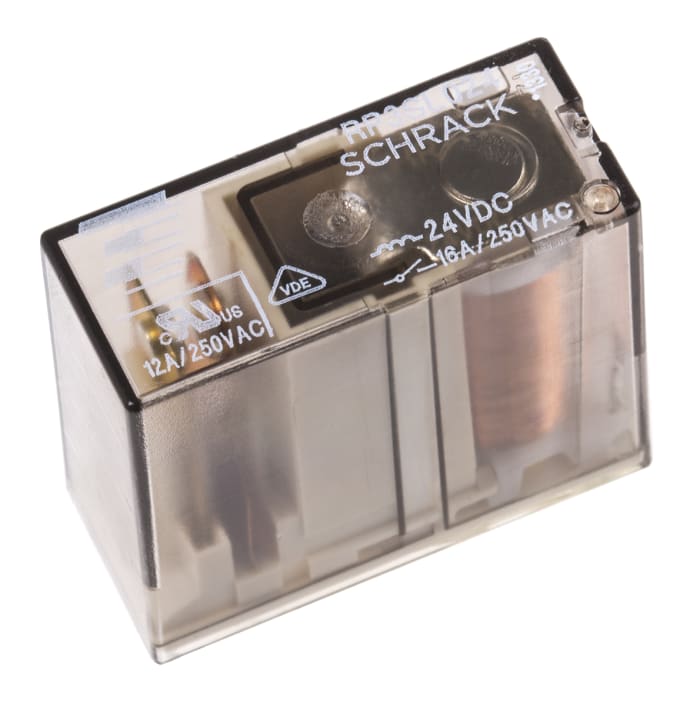 TE Connectivity PCB Mount Power Relay, 24V dc Coil, 16A Switching Current, SPST