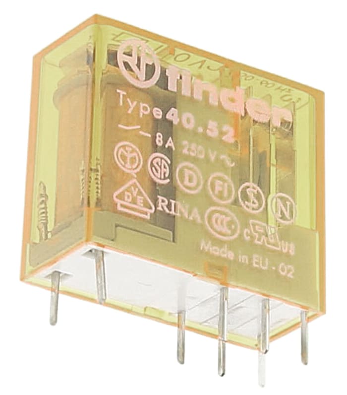 Finder PCB Mount Relay, 110V ac Coil, 8A Switching Current, DPDT