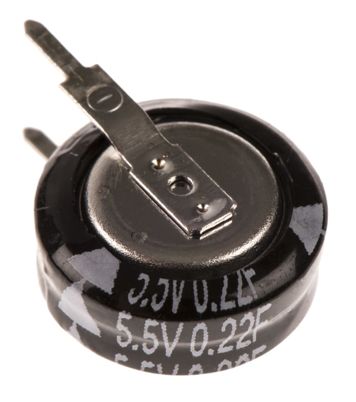 Panasonic 0.22F Supercapacitor -20 → +80% Tolerance, SD 5.5V dc, Through Hole