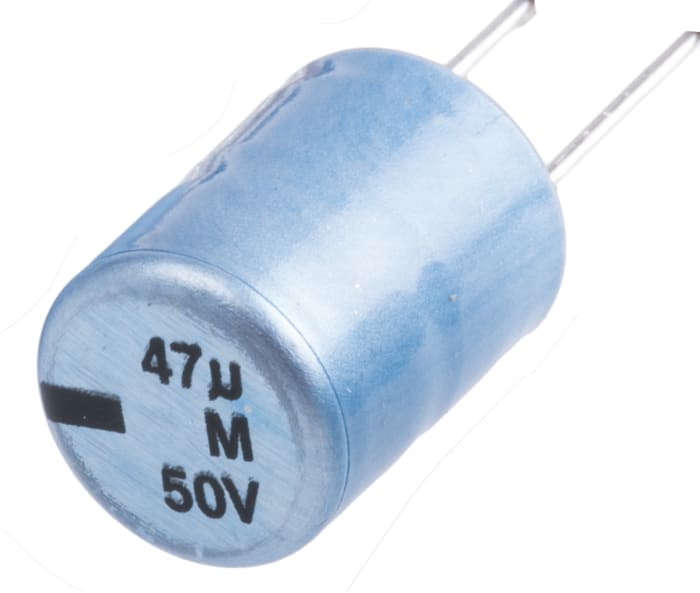 Vishay 47 μF Capacitor 50 V dc, Radial, Through Hole - MAL201331479E3 Solder