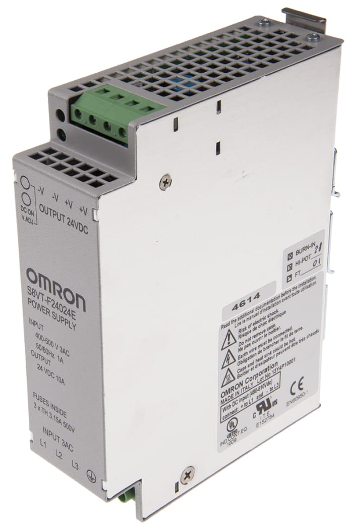 Omron Switch Mode DIN Rail Panel Mount Power Supply, 10A Output, 240W