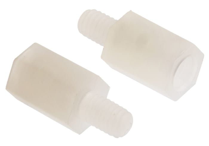 Separador roscado hexagonal Macho/Hembra RS PRO, M4 x M4, long. 10mm, rosca macho 6mm, rosca hembra 10mm, de Nylon 66