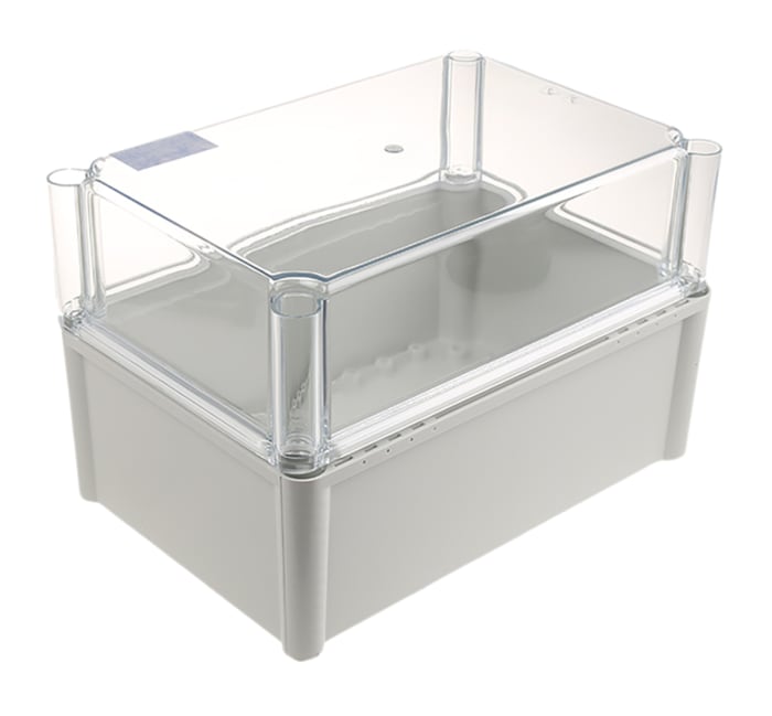 Fibox FEX Series Grey Polycarbonate Enclosure, IP54, Transparent Lid, 278 x 188 x 180mm