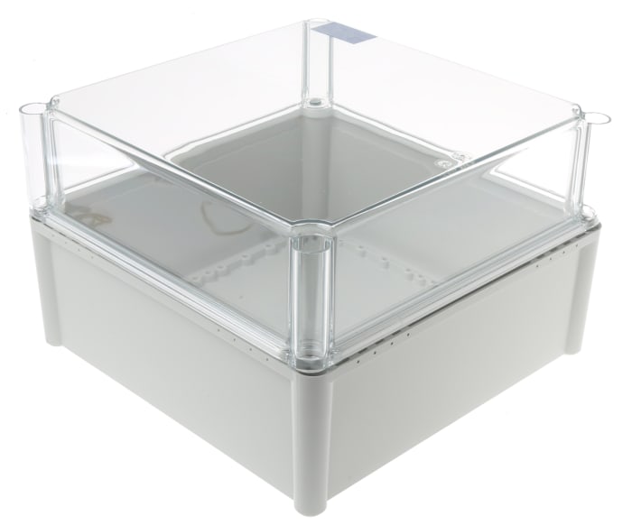 Fibox FEX Series Grey Polycarbonate Enclosure, IP54, Transparent Lid, 278 x 278 x 180mm