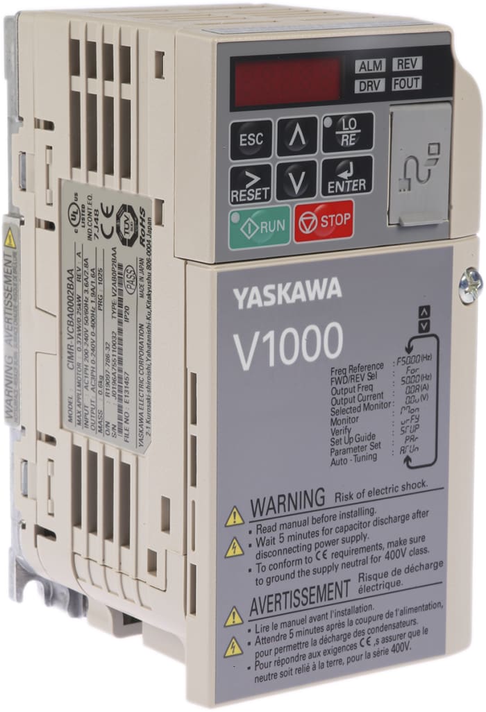 Omron Inverter Drive, 0.37 kW, 1 Phase, 230 V ac, 1.6 A, V1000 Series