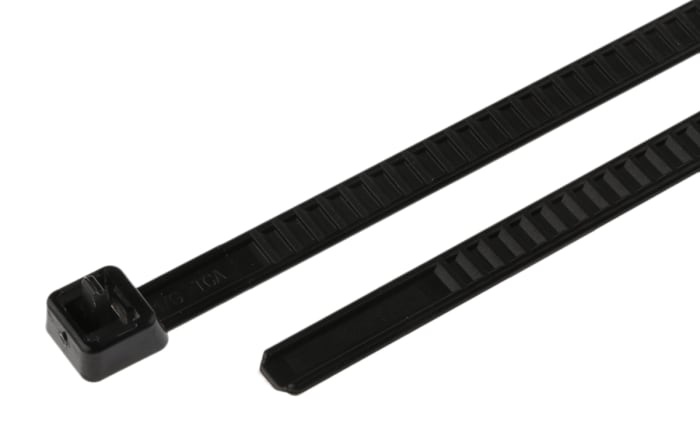 HellermannTyton Cable Tie, Releasable, 195mm x 4.7 mm, Black PA 6.6 Heatstabilised, Pk-25