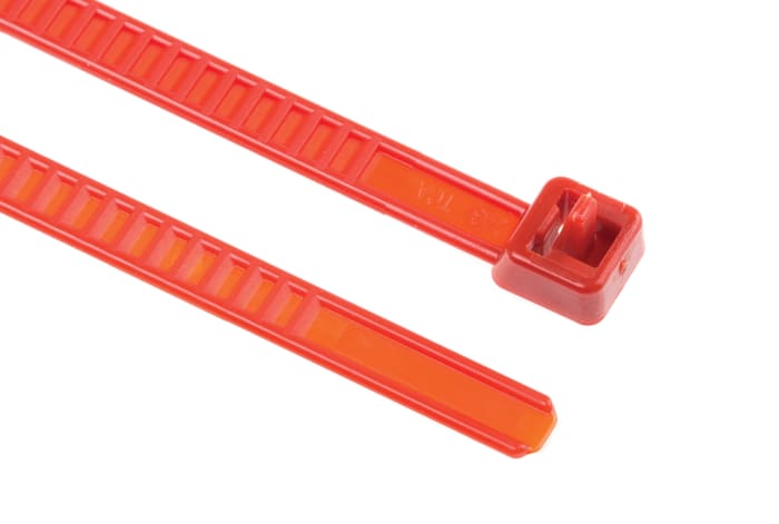 HellermannTyton Cable Tie, 195mm x 4.7 mm, Red PA 6.6, Pk-25