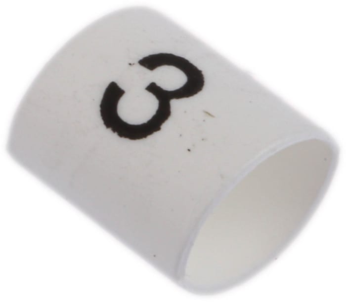 TE Connectivity TRSA Cable Marker, White, Pre-printed "3", 3 mm Cable, 1 mm Cable, TRSA-1019/C/1/3