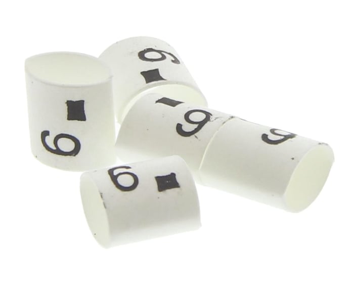 TE Connectivity TRSA Cable Marker, White, Pre-printed "6", 3 mm Cable, 1 mm Cable, TRSA-1019/C/1/6