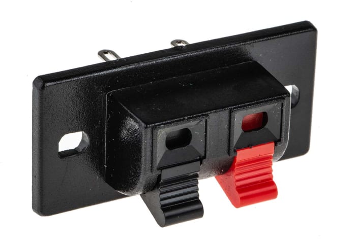 RS PRO Panel Mount Speaker Terminal Socket, 2 Way, 3ABlack, Quick Connect Termination