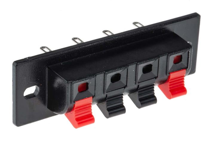 RS PRO Panel Mount Speaker Terminal Socket, 4 Way, 3ABlack, Quick Connect Termination