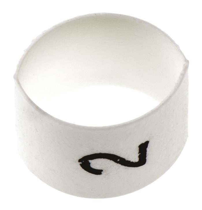 TE Connectivity Heat Shrink Cable Markers, White, Pre-printed "2", 2 → 6mm Cable, TRSA-1019/E/1/2