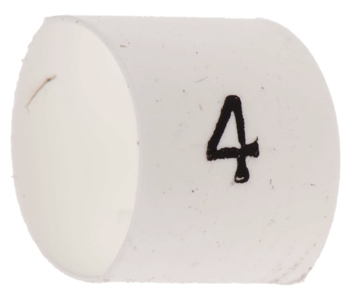 TE Connectivity TRSA Cable Marker, White, Pre-printed "4", 6 mm Cable, 2 mm Cable, TRSA-1019/E/1/4
