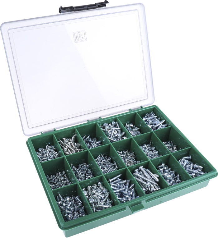 RS PRO Steel 1230 Piece Pozidriv Drive Screw/Bolt Kit