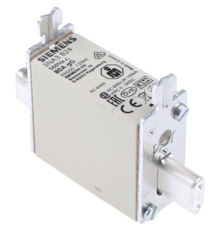 3NA3824 Siemens Siemens 80A NH Fuse NH000 500V Ac 395 664 RS