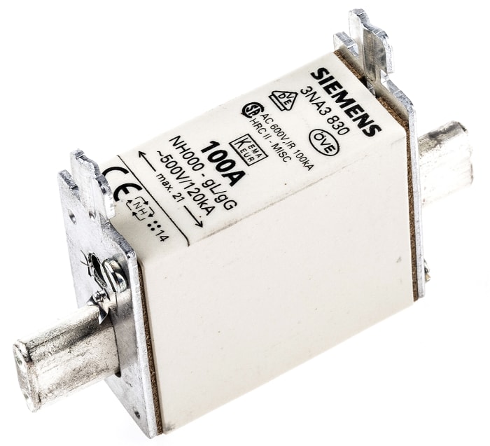 Fusible NH 100A Siemens NH000 500V c.a., gG