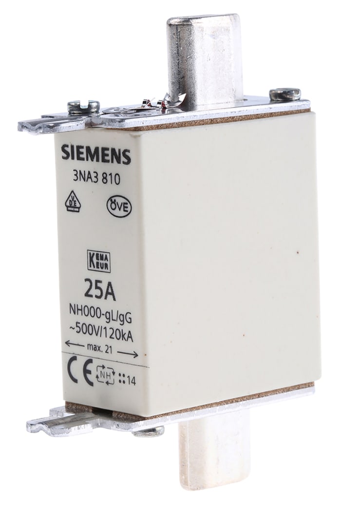 Fusible NH 25A Siemens NH000 500V c.a., gG