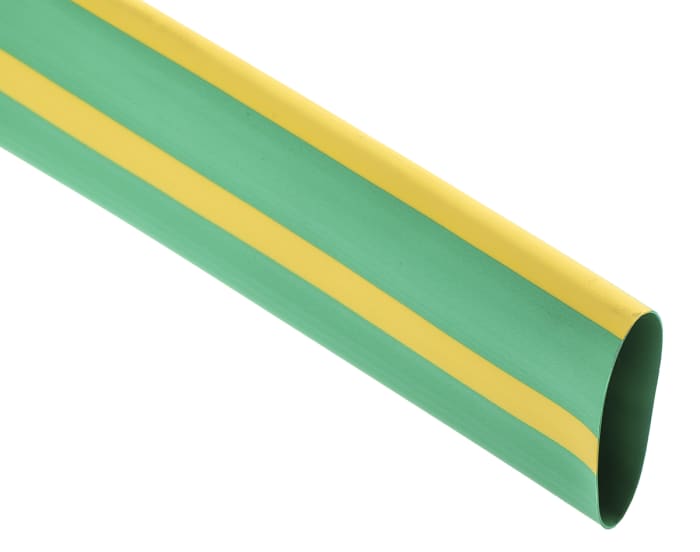 RS PRO Heat Shrink Tubing, Green/Yellow 25.4mm Sleeve Dia. x 1.2m Length 2:1 Ratio