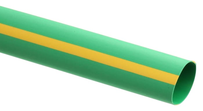 RS PRO Heat Shrink Tubing, Green/Yellow 12.7mm Sleeve Dia. x 1.2m Length 2:1 Ratio