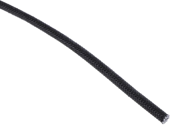 RS PRO Braided Acrylic Fibreglass Black Cable Sleeve, 2mm Diameter, 5m Length