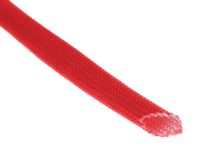 RS PRO Braided Acrylic Fibreglass Red Cable Sleeve, 4mm Diameter, 5m Length