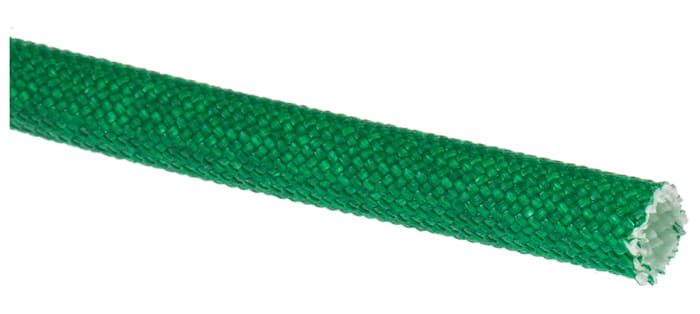 RS PRO Braided Acrylic Fibreglass Green Cable Sleeve, 4mm Diameter, 5m Length