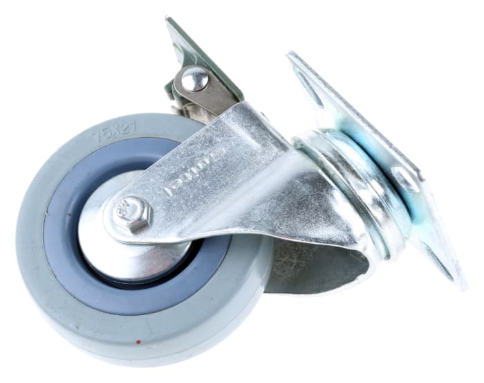 Guitel Hervieu Braked Swivel Castor Wheel, 60kg Capacity, 75mm Wheel
