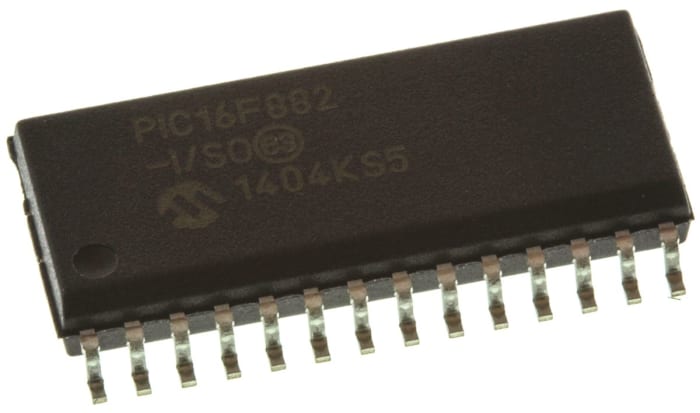 Microchip, 8bit PIC, PIC16F Microcontroller, 20MHz, 2048 words Flash, 28-Pin SOIC