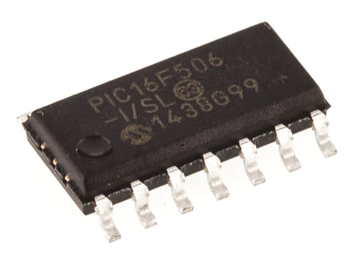 Microchip PIC16F506-I/SL, 8bit PIC Microcontroller, PIC16F, 20MHz, 1024 words Flash, 14-Pin SOIC