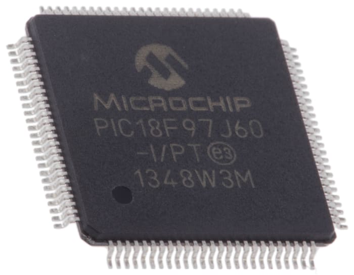 Microcontrolador Microchip PIC18F97J60-I/PT, núcleo PIC de 8 bit, 3.81 kB RAM, 128kB, 64 MHz, TQFP Flash de 100 pines