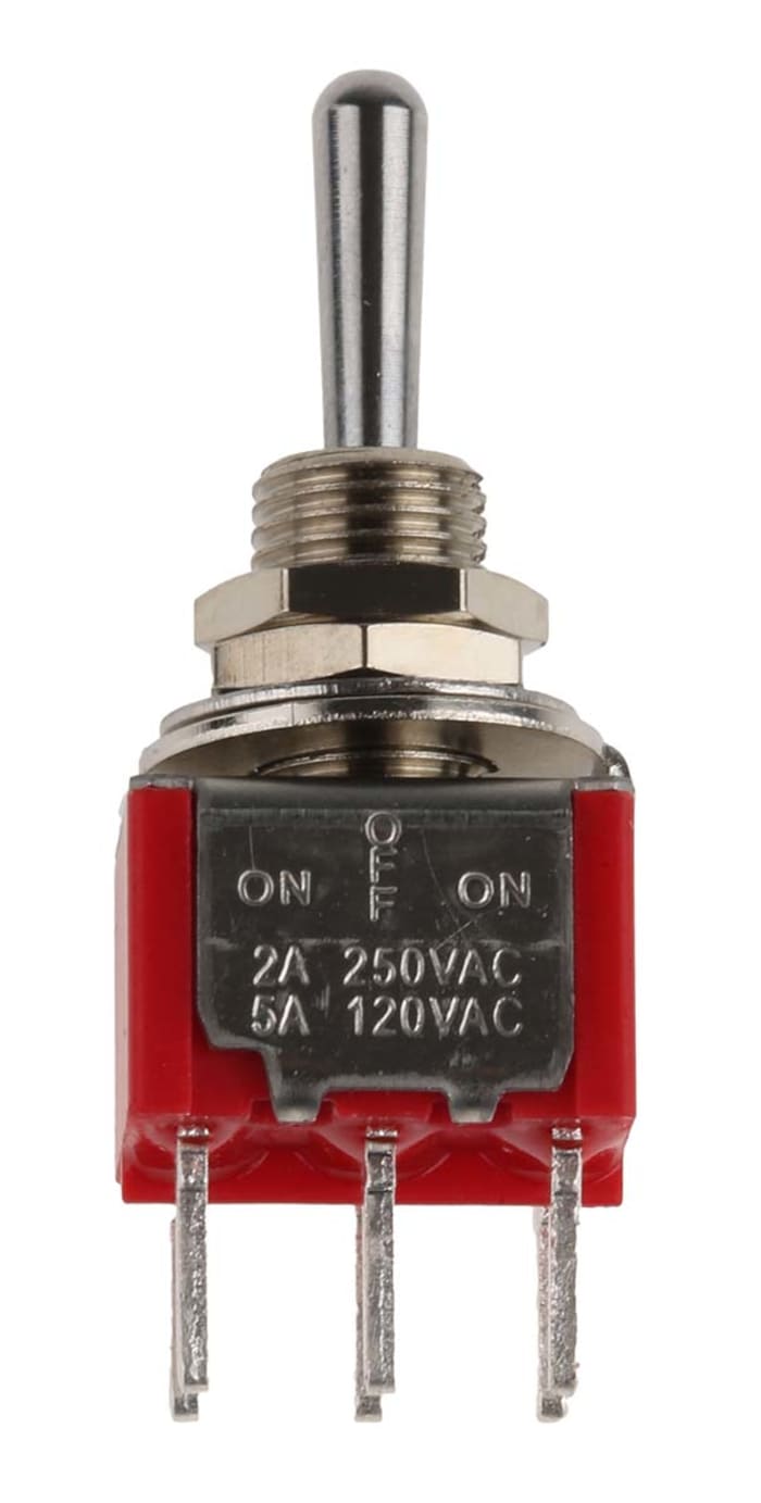 RS PRO Toggle Switch, PCB Mount, On-Off-On, DPDT, Through Hole Terminal, 120 ac/dc, 28V ac/dc