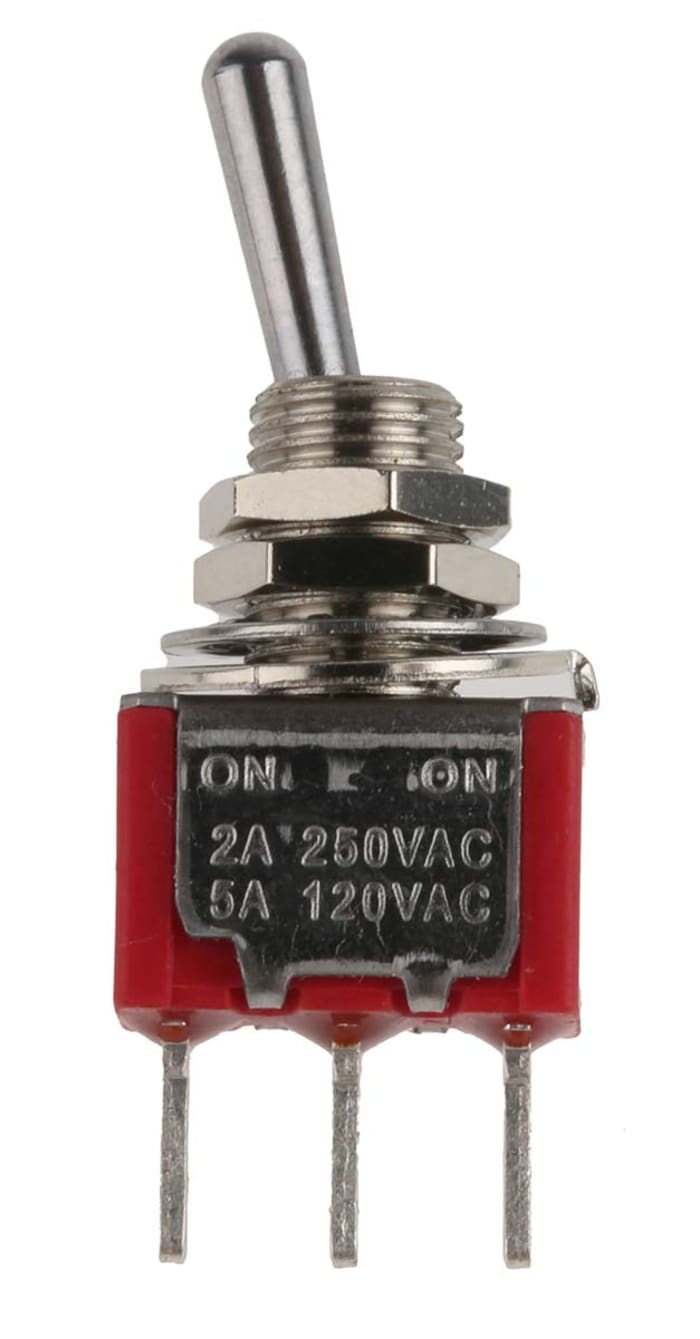 Toggle Switch / Toggle Anahtar, SPDT, 250 V ac'de 5 A, PCB'ye Monte, Açık-Açık
