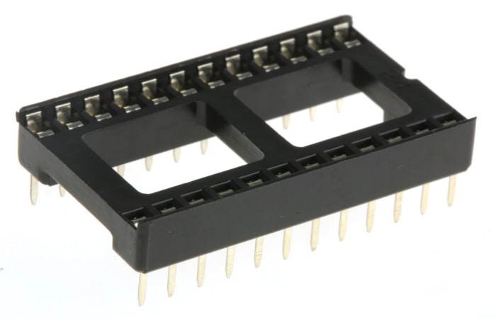 Winslow, W3100 2.54mm Pitch Vertical 24 Way, Through Hole Stamped Pin Open Frame IC Dip Socket, 10A