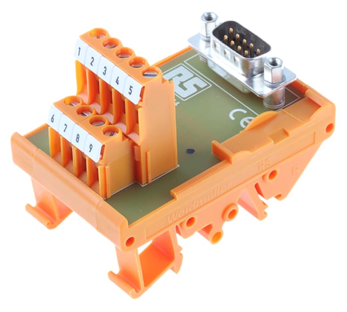 Module d'interface Sub-D 9 Contacts, Mâle, Montage sur Rail DIN