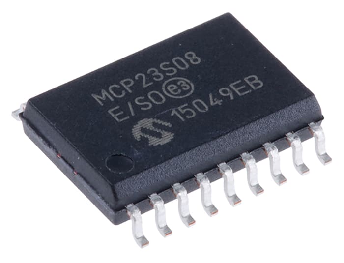 Microchip 8-Channel I/O Expander SPI 18-Pin SOIC, MCP23S08-E/SO