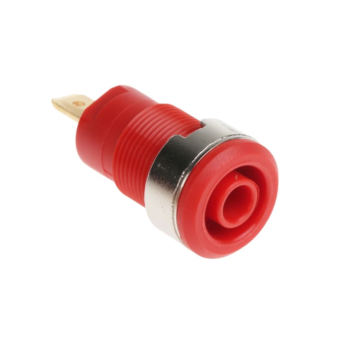 Staubli Red Female Banana Socket, 4 mm Connector, Tab Termination, 24A, 1000V, Gold Plating