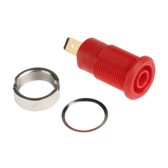 Conector banana hembra Hembra, 24A, 1000V, Contacto Oro, Rojo