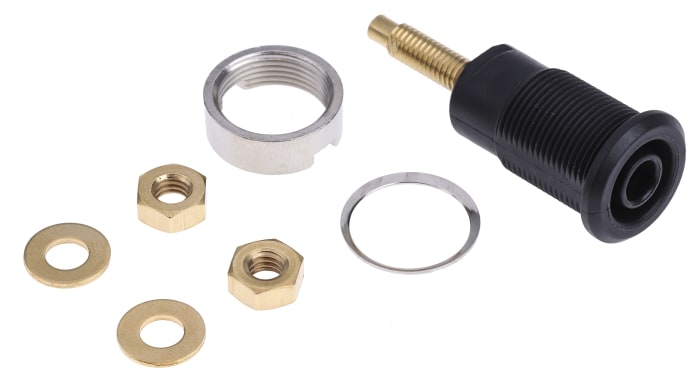 Staubli Black Female Banana Socket, 4 mm Connector, Solder Termination, 32A, 1000V, Gold Plating