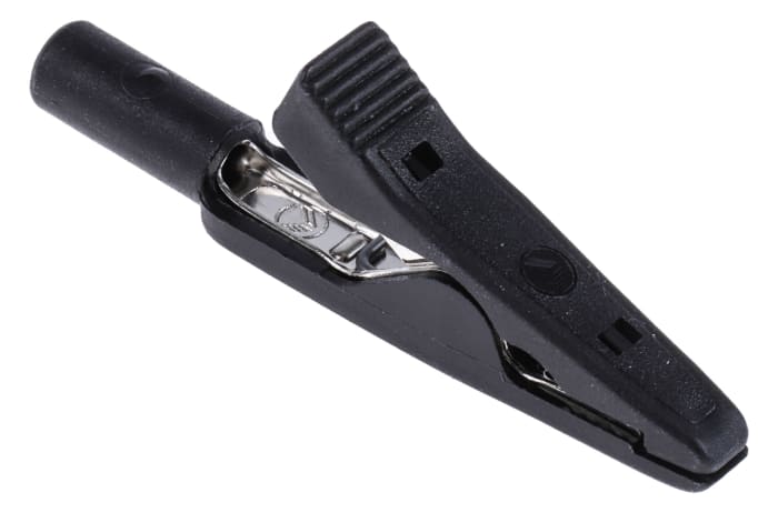 Hirschmann Test & Measurement Crocodile Clip 2 mm Connection, Nickel-Plated Steel Contact, 5A, Black