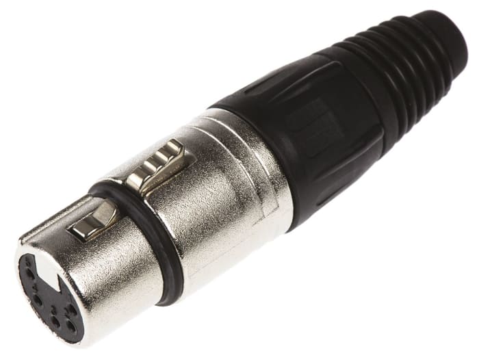 Conector XLR Hembra Recto de 5 pines Neutrik, contactos de Latón revestidos de Plata, 7.5A, Montaje de Cable